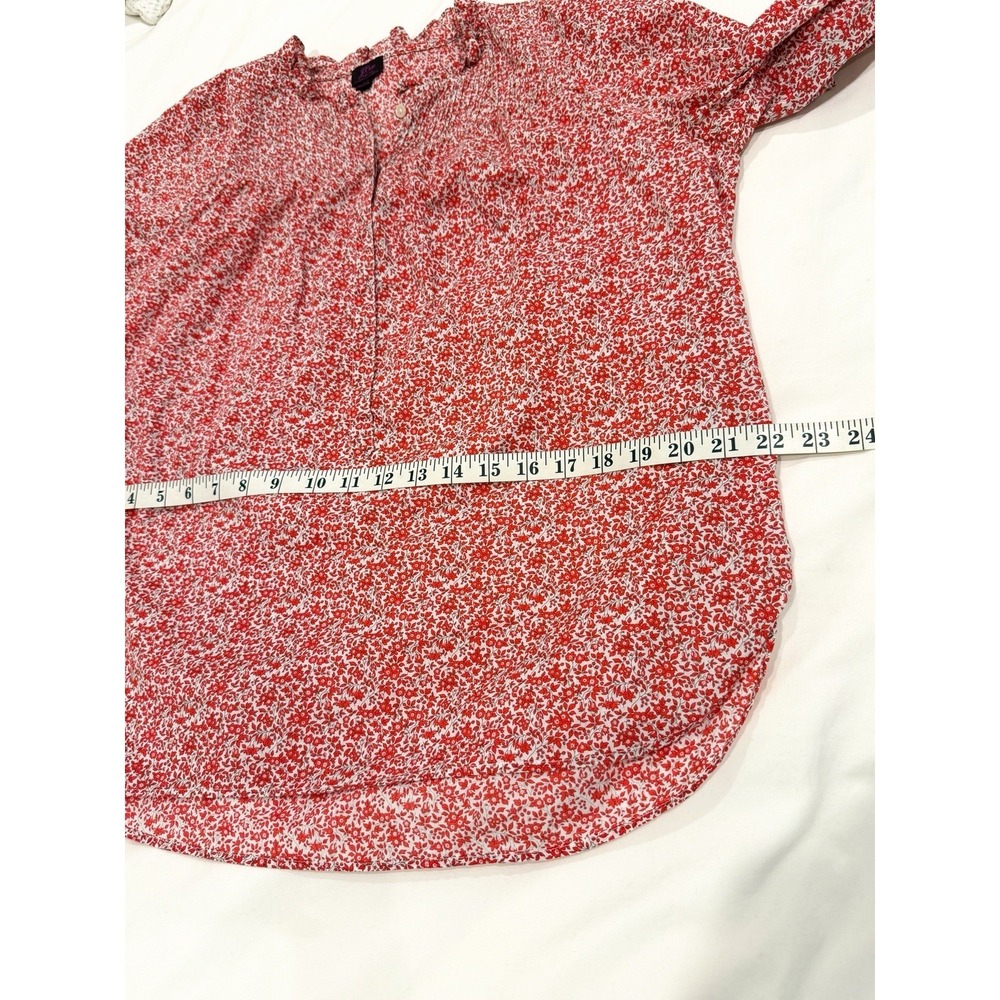 J.Crew Liberty Fabric Red Floral Cotton Blouse Ruffle Neck 10 Cottagecore - Picture 7 of 9